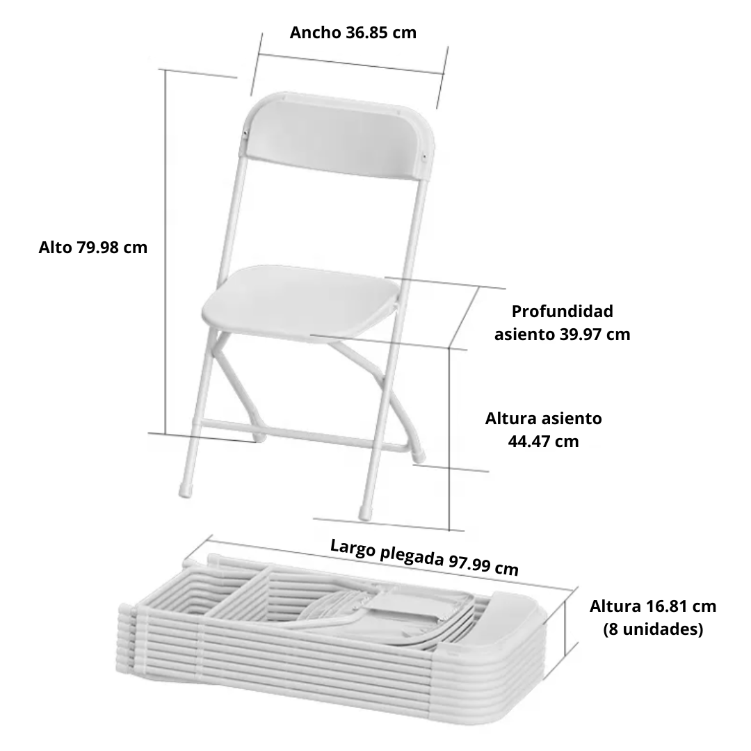 Pack 10 unidades silla plegable para eventos alta resistencia