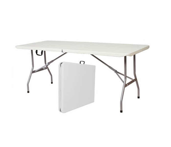 Mesa plegable rectangular tipo maleta 180 × 74 × 74 cm