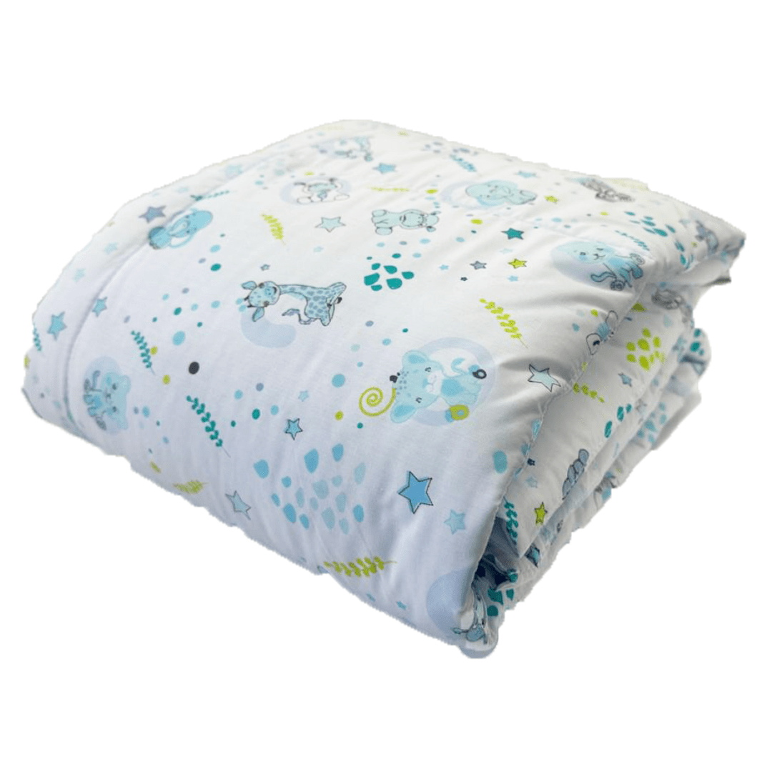 Cubrecama cuna pediátrica reversible 50×70 diseño infantil amigos de la selva