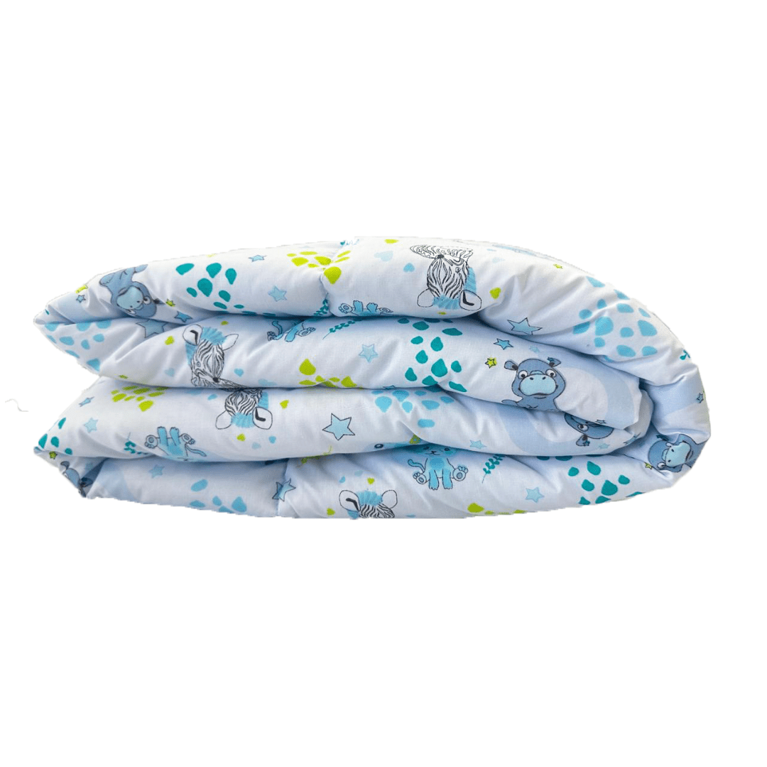 Cubrecama cuna pediátrica reversible 50×70 diseño infantil amigos de la selva